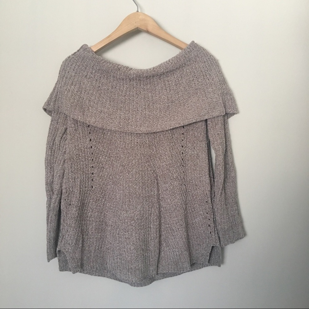 Anthropologie Taupe Off the Shoulder Sweater (HP🎉) - Picture 7 of 8